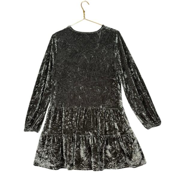 Grade & Gather Crushed Velvet Tunic Dress | Sage Green Boho Pocketed | Large - Picture 3 of 7